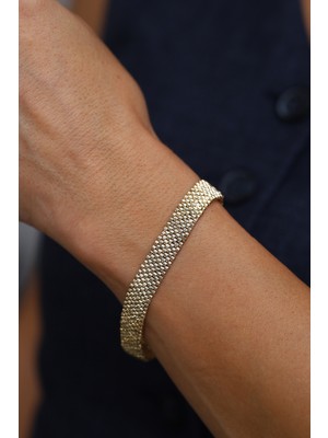 14 Ayar Altın Ince Hasır Örgü Bileklik