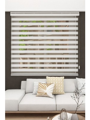 Ithal Bambu Ekru Zebra Stor Perde Eteği Düz (1.kalite Alüminyum Kasa Metal Ayak