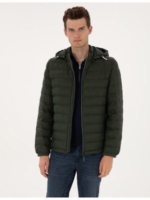 Pierre Cardin Erkek Koyu Haki Kapitone Kapüşonlu Mont 50310193-VR111