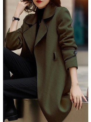 Rahat Kaşe Kadın Şık Yaka Kaban ve Kemer