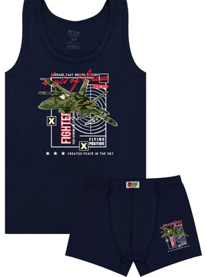 Öts Erkek Çocuk Atlet Boxer Likralı Lacivert Fighter (%96 Pamuk - %4 Elastan)