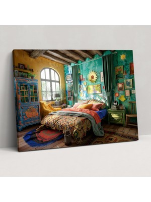 Popcas Vincent Van Gogh'un Yatak Odası Kanvas Tablo - Ev Dekorasyonu Tuval Duvar Sanatı
