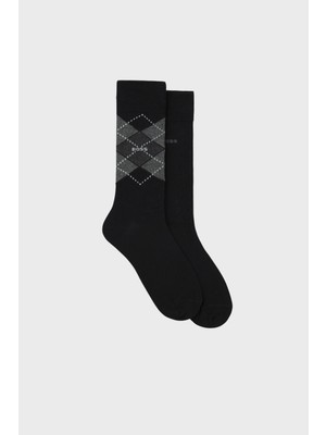 Boss Desenli Streç Pamuklu Uzun Çorap Erkek Çorap 50478352 001