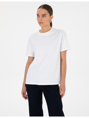 Pierre Cardin Kadın Beyaz Oversize Basic Tişört 50316880-VR013