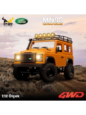 Mn Model MN98 V2 1/12 Land Rover Defender D90 4WD Rc Model Crawler Offroad Uzaktan Kumandalı Araba Truck Rtr Lisanslı Sarı+Dahili Işık Seti