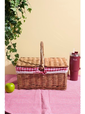 Saklıkent Hasır Dikdörtgen Piknik Sepeti 28X20 cm