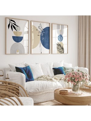 Ahşap Çerçeveli 3 Lü Soyut Tablo Home Ev Dekor