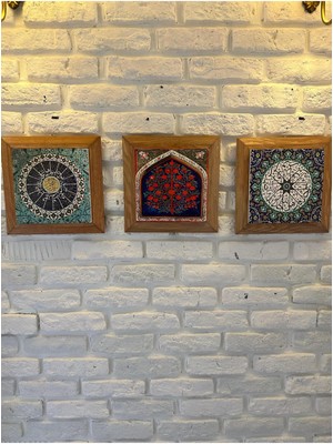 Masif (Ahşap) Çerçeveli 3'lü Set Taş Tablo Pano 26X26 Set