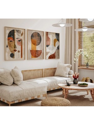 Ahşap Çerçeveli 3 Lü Soyut Tablo Home Ev Salon Oturma Odası Yatak Odası Balkon Dekor QMRC45