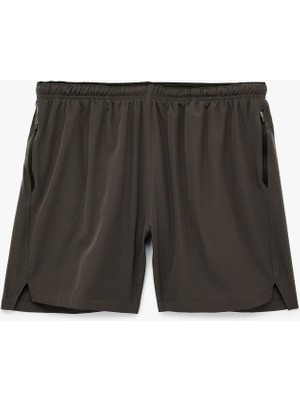 Fermuarlı Cepli Paraşüt Kumaş Yırtmaç Detaylı Oversize Beli Lastikli Spor Şort