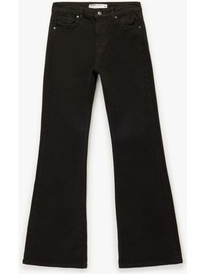 Yüksek Bel Dar Kalıp Pamuklu Ispanyol Paça Jean Pantolon - Flare Jeans