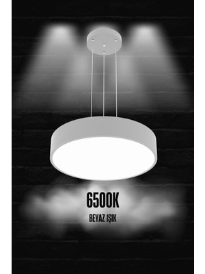 Drum 40CM ( Gri Kasa, Beyaz Işık ) Ledli Modern LED Avize, Salon, Mutfak, Oturma Yatak Odası, Sarkıt