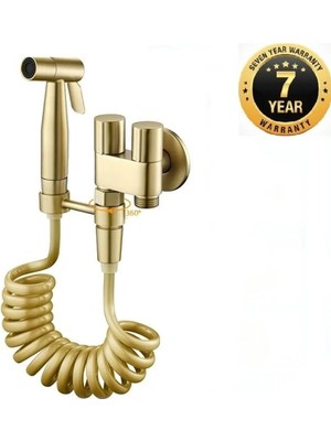 Banyo Tuvalet Taharet Musluğu Spiralli Bide Özel Temizlik 7 Yıl Garantili Mat Gold