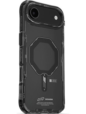 iPhone 17 Air Uyumlu Kılıf M-Safe Şarjlı Şeffaf Airbag Skinarma Saido Mag-Charge Kapak Siyah