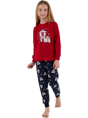 Rolypoly Kız Çocuk Kırmızı Uzun Kollu Pijama Takımı 3678-2