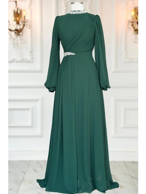 Amine Hüma Peri Abiye Elbise Zümrüt