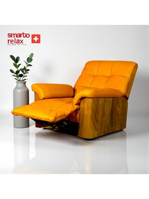 Smarto Relax TV Koltuğu Berlin Elektrikli Kontrol Panelli Sırt Dayanağı Kontrol Panelli Ergonomik Kırmızı Deri Dekoratif Baba Koltuğu