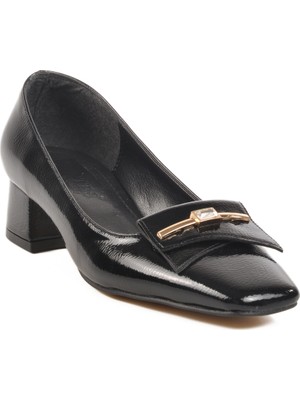 Siyah Kırışık Kadın Topuklu Ayakkabı 704685 Z