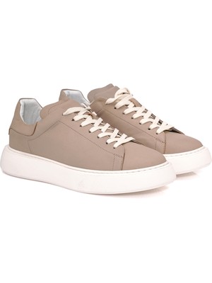 Bağcıklı Eva Taban Bej Deri Sneaker Ayakkabı 2025-3