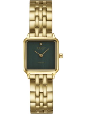 Obaku Denmark V301LXGESG Quartz Çelik Altın Rengi Yeşil Kadran 23 mm Kadın Kol Saati