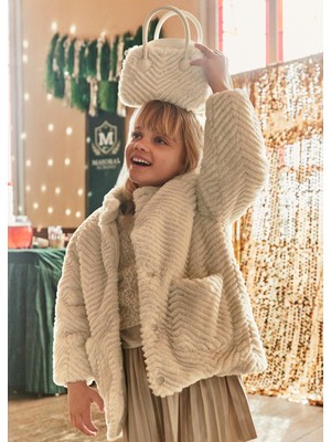Mayoral Kız Çocuk Peluş Mont Krem