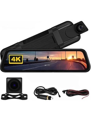 4K IPS Ekran Tam Dokunmatik 9.66” Dikiz Ayna Araç Içi Kamera (4k Ön 1080P Arka) | Carplay