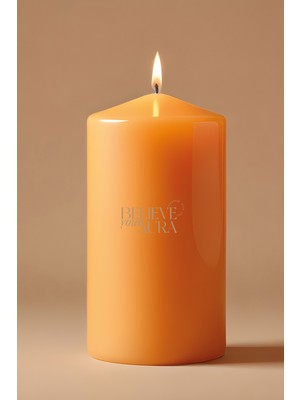 Portakal Çiçeği Kokulu Silindir Mum - %100 Doğal Soya Mumu Turuncu Dekoratif Mum - 600 gr