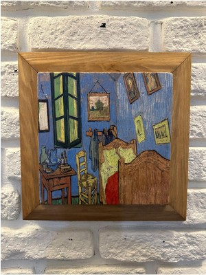 Masif Çerçeveli Idoğaltaş Mermer Tablo Pano 26X26 cm