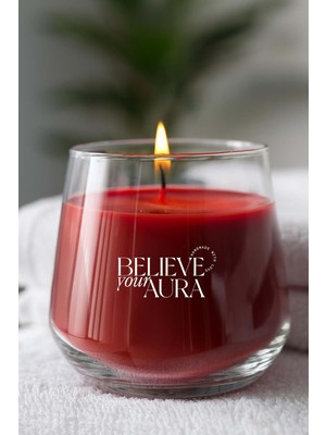 Vanilya Kokulu Kırmızı Mum - %100 Doğal Soya Mumu Aromaterapi ve Dekoratif Kokulu Mum - 300 cc