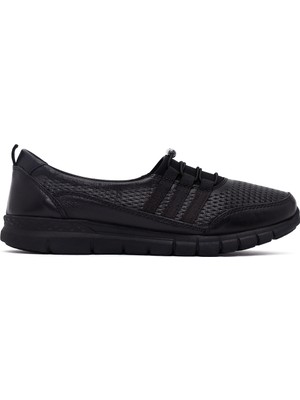 Kadın Siyah Deri Comfort Loafer 25AFD500818