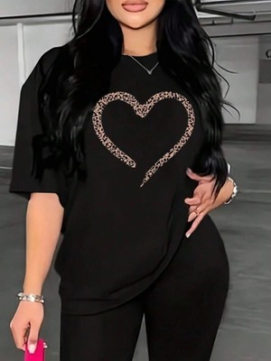 Sensuelle Baskılı T-Shirt - Siyah