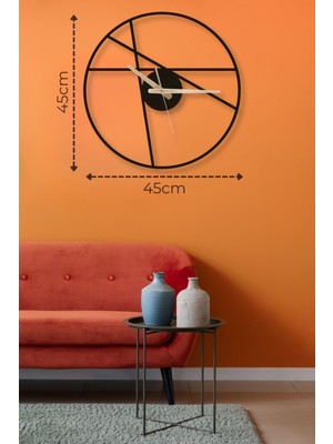 Dekoratif Siyah Sessiz Metal Duvar Saati 45X45CM