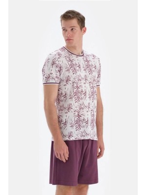 Eros 33072 Pamuklu Kısa Kollu Erkek Şortlu Pijama Takımı Beyaz