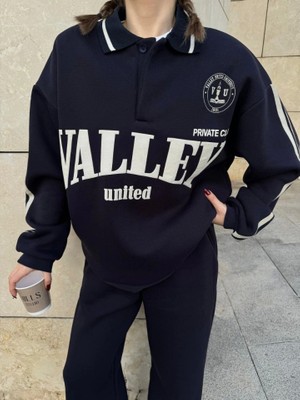 Sensuelle Üç Iplik Yakalı Sweat Baggy Pantalonlu Takım - Siyah