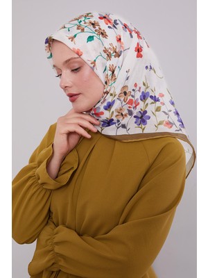 Yağ Yeşili Çiçek Dalı Desen Soft Eşarp