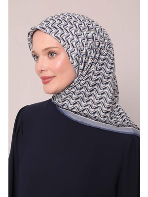 Indigo Zigzag Desen Soft Eşarp