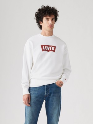 Premıum Erkek Beyaz Bisiklet Yaka Sweatshirt 003VK-0003