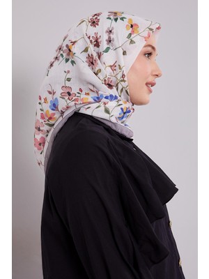 Füme Çiçek Dalı Desen Soft Eşarp