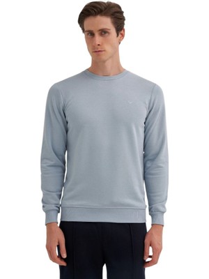 Cazador Caz Bisiklet Yaka Mavi Erkek Sweatshirt