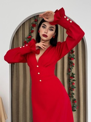 Sensuelle Meta Düğme Detaylı Elbise