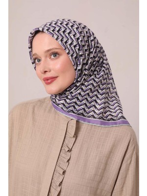 Mor Zigzag Desen Soft Eşarp