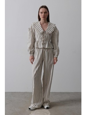 Sensuelle Bebe Yakalı Önü Bağlamalı Takım - Natür