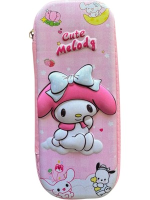 Tatlı Sebep Kalem Kutusu Sanrio My Melody 3D Kabartmalı Kalemlik Sert Kapaklı Fermuarlı 2 Bölmeli