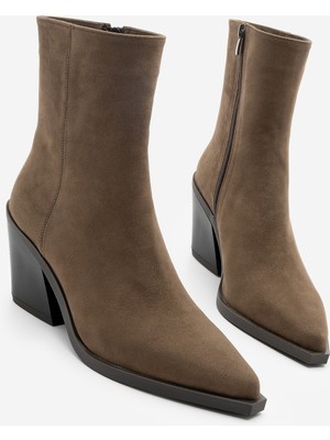 Marjin Kadın Sivri Burun Western Bot Forne Kahve Süet