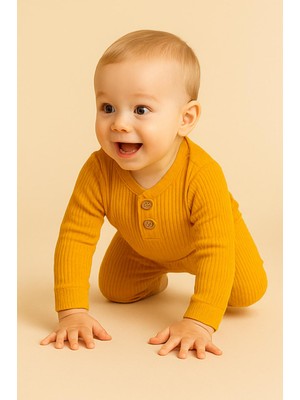 Unisex Basic Badili Alttan Çıtlı Fitilli Bebek Takım 3 Ay - 2 Yaş