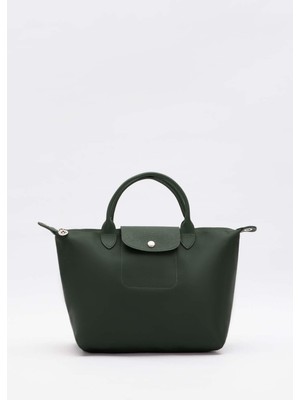 KOYU YEŞİL C12 9604 Deri Kapaklı Omuz Çantası