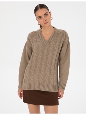 Pierre Cardin Kadın Vizon Comfort Fit Kazak 50310890-VR052