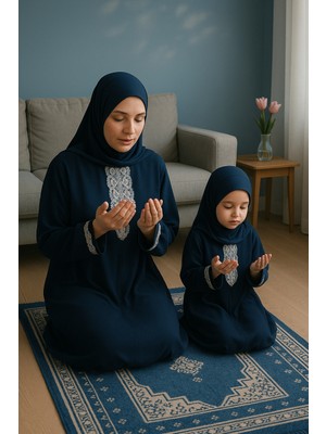 Defka Anne Kız Şık Dantelli Namaz Elbisesi Takımı