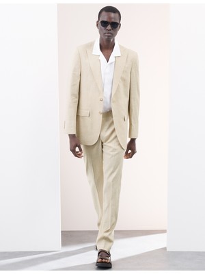 Marks & Spencer Keten Karışımlı Tailored Fit Takım Pantolonu