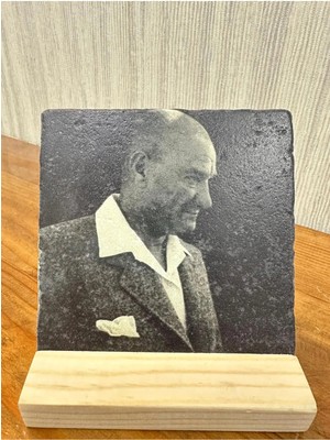 Atatürk Baskılı Taş Masa Üstü Tablo Dekor 10X10CM - Tablo - Dekor